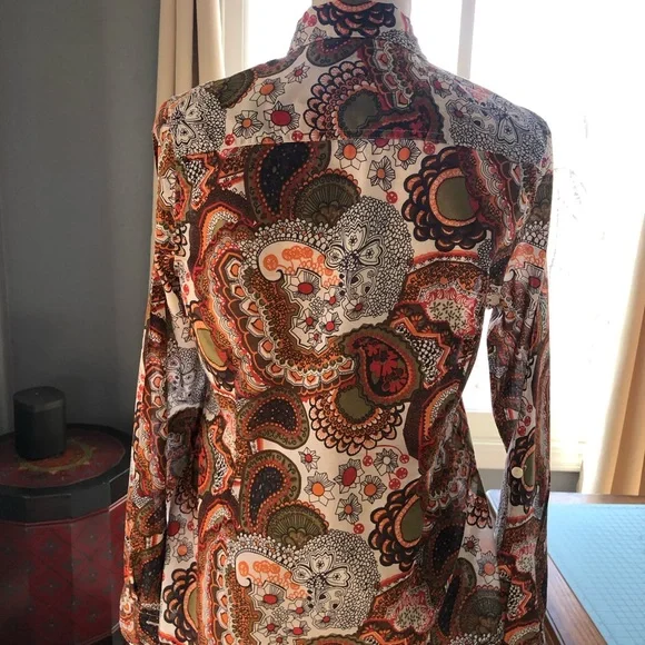 Lucky Brand Light Weight Paisley Print Button Down Camp Shirt Size M - Picture 3 of 8